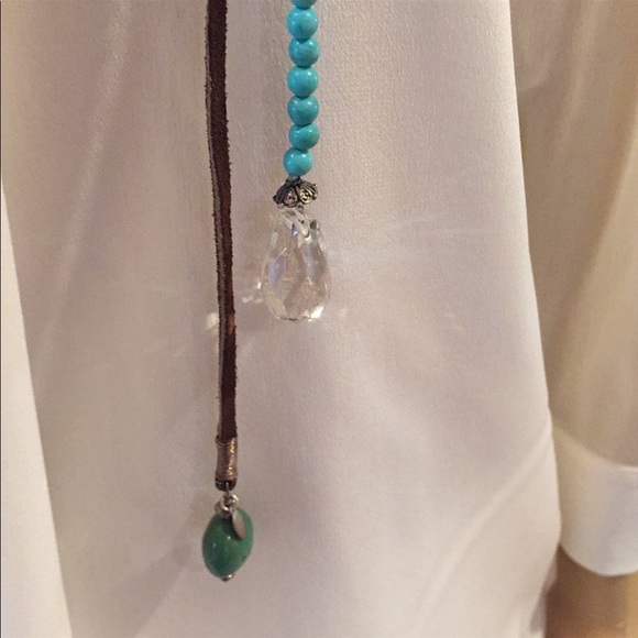 Turquoise and Leather Necklace Combination - Picture 5 of 6